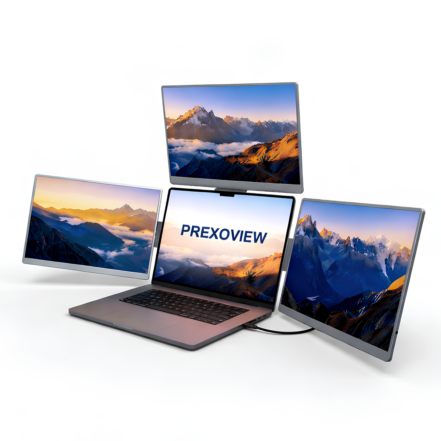 PrexoView Trio™ - Triple Laptop Screen Extender