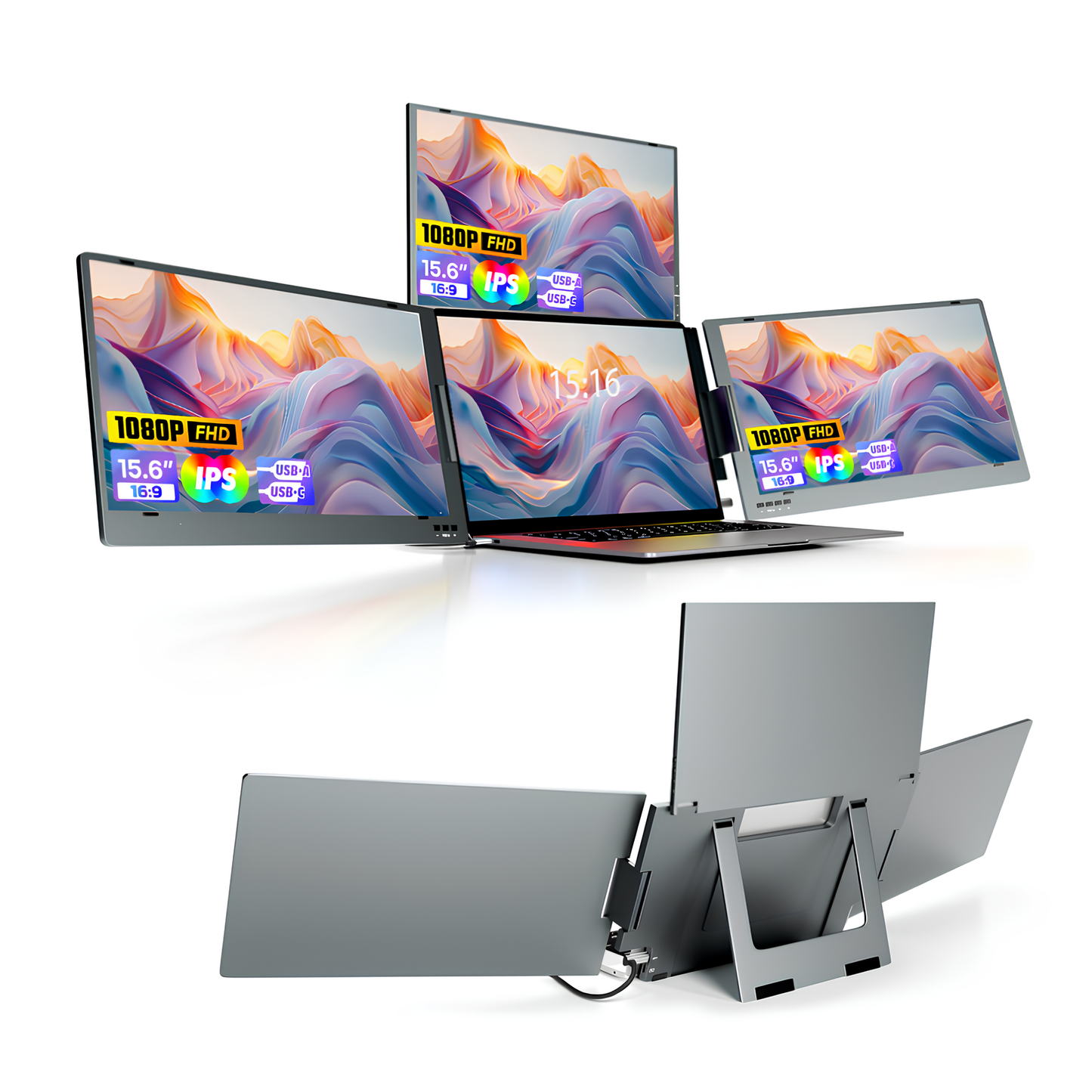 PrexoView Trio™ - Triple Laptop Screen Extender