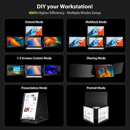 PrexoView Trio™ - Triple Laptop Screen Extender