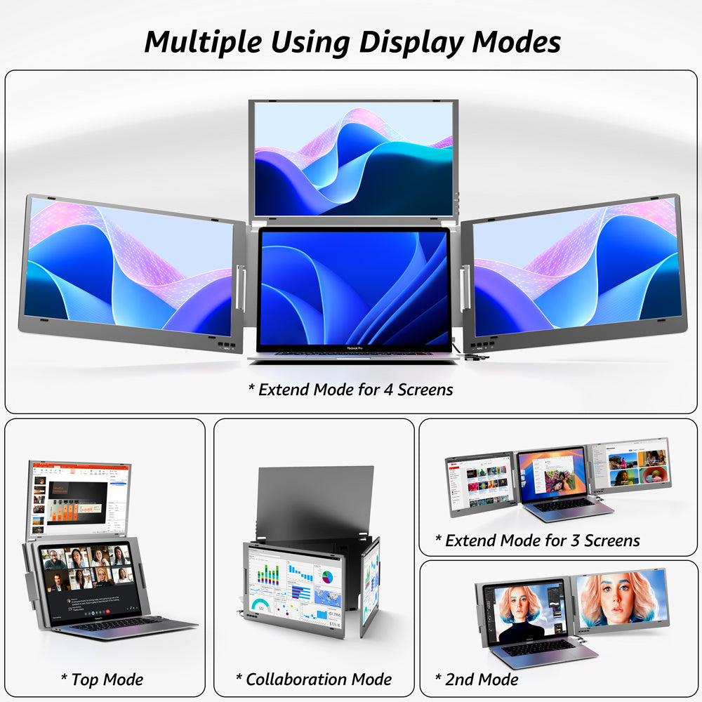 PrexoView Trio™ - Triple Laptop Screen Extender